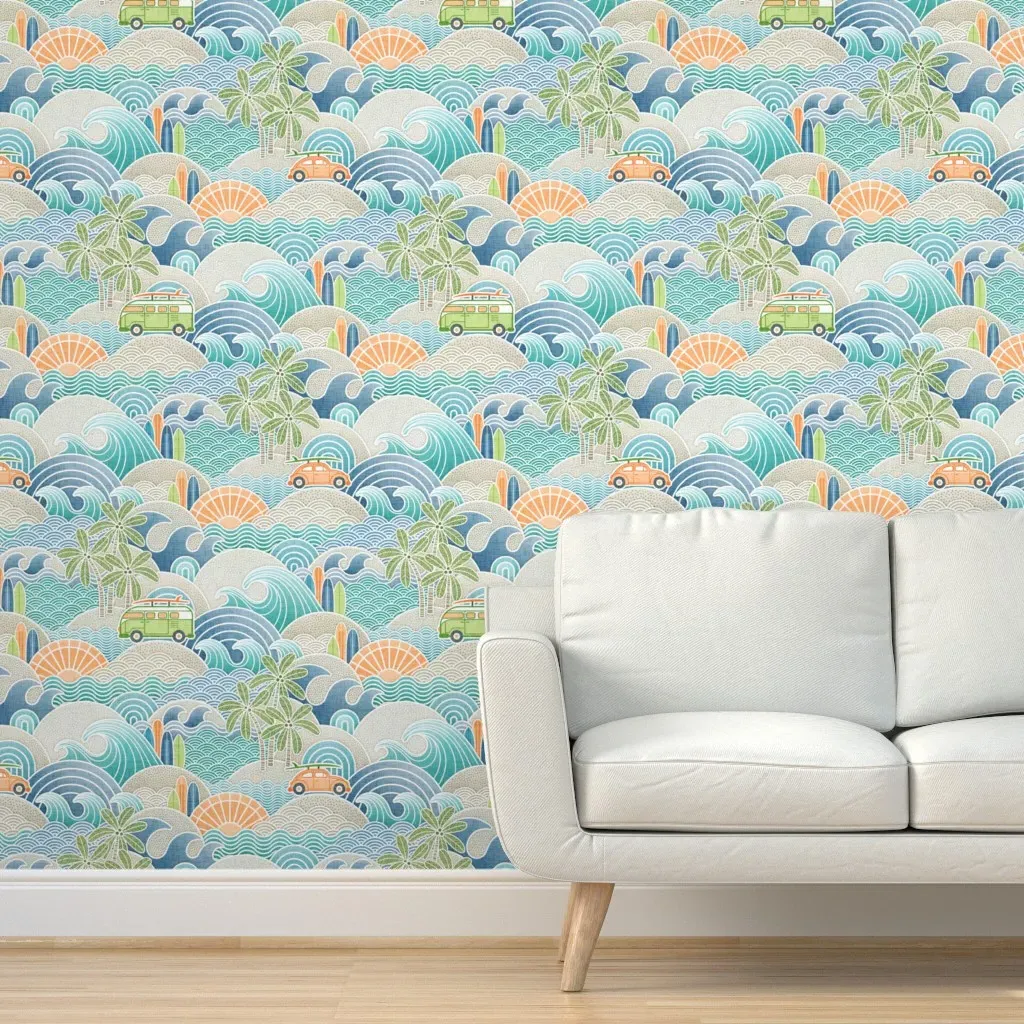 Sea Sun And Surf Peel and Stick Wallpaper - Teal product