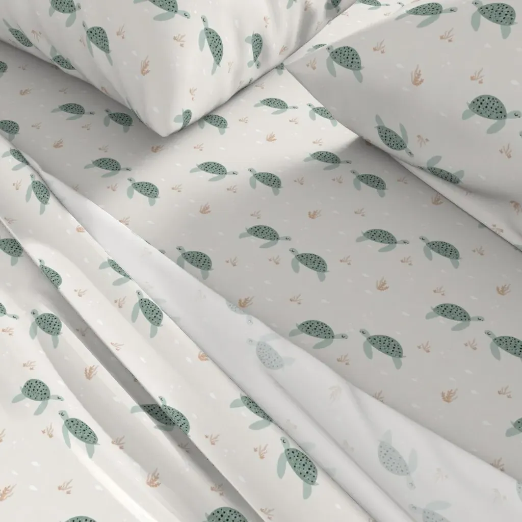 Sea Turtle Twin Sheet Set - Seafoam Green alternate view