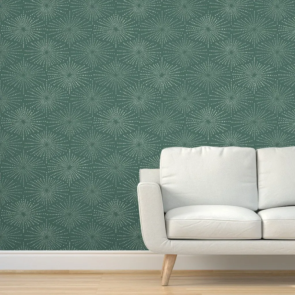 Sea Urchin Shell Peel and Stick Wallpaper - Pine Green product