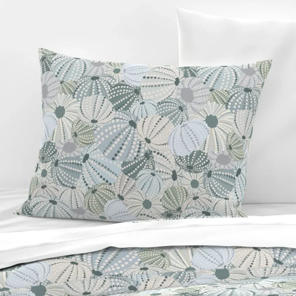 Sea Urchin Shells Standard Knife Edge Cushion Cover - Light Grey, Cotton Sateen product
