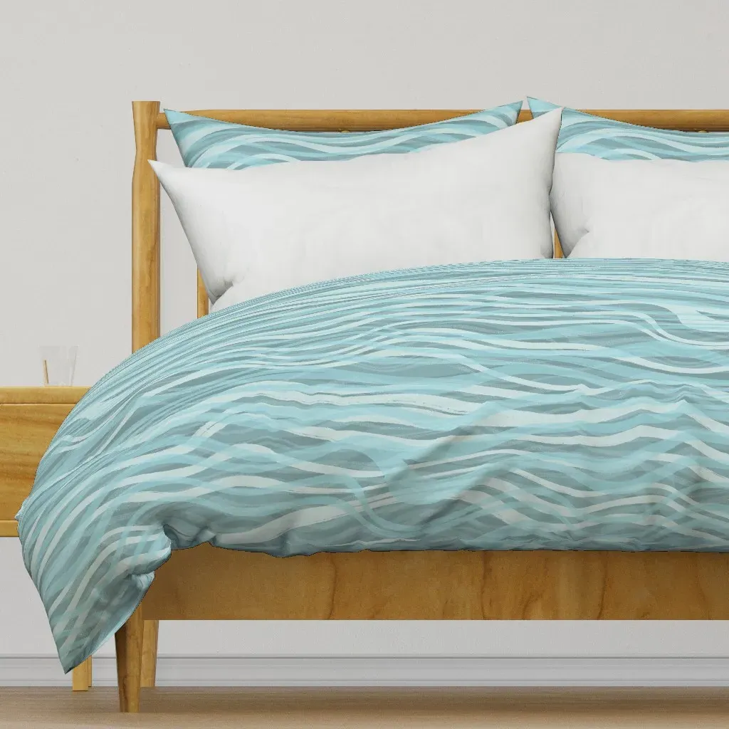 Sea Waves Wavy Lines Large Duvet Cover - Light Blue product