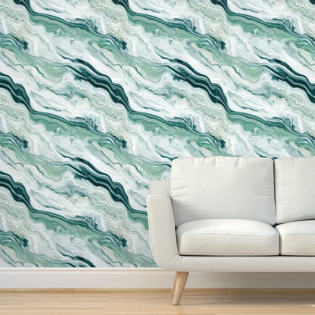 Seafoam Dreams Serene Wallscapes Peel and Stick Wallpaper - Teal product
