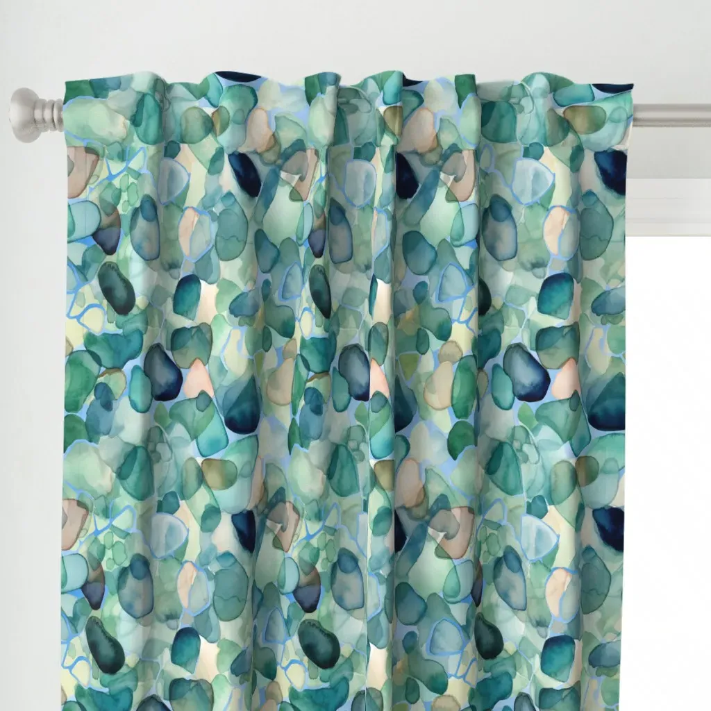 Seaglass Serenity Curtain Panel - Teal alternate view
