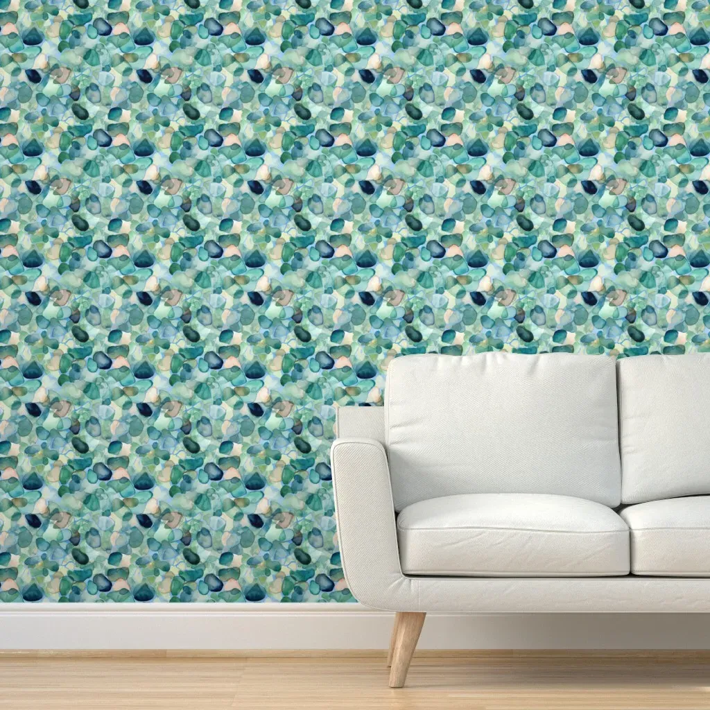 Seaglass Serenity Peel and Stick Wallpaper - Teal product