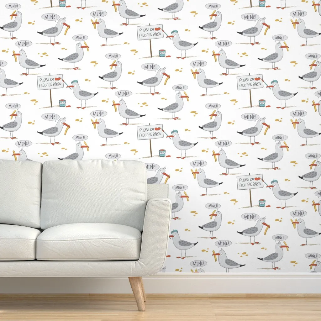 Seagulls And Chips Peel and Stick Wallpaper - Gray, Blue product