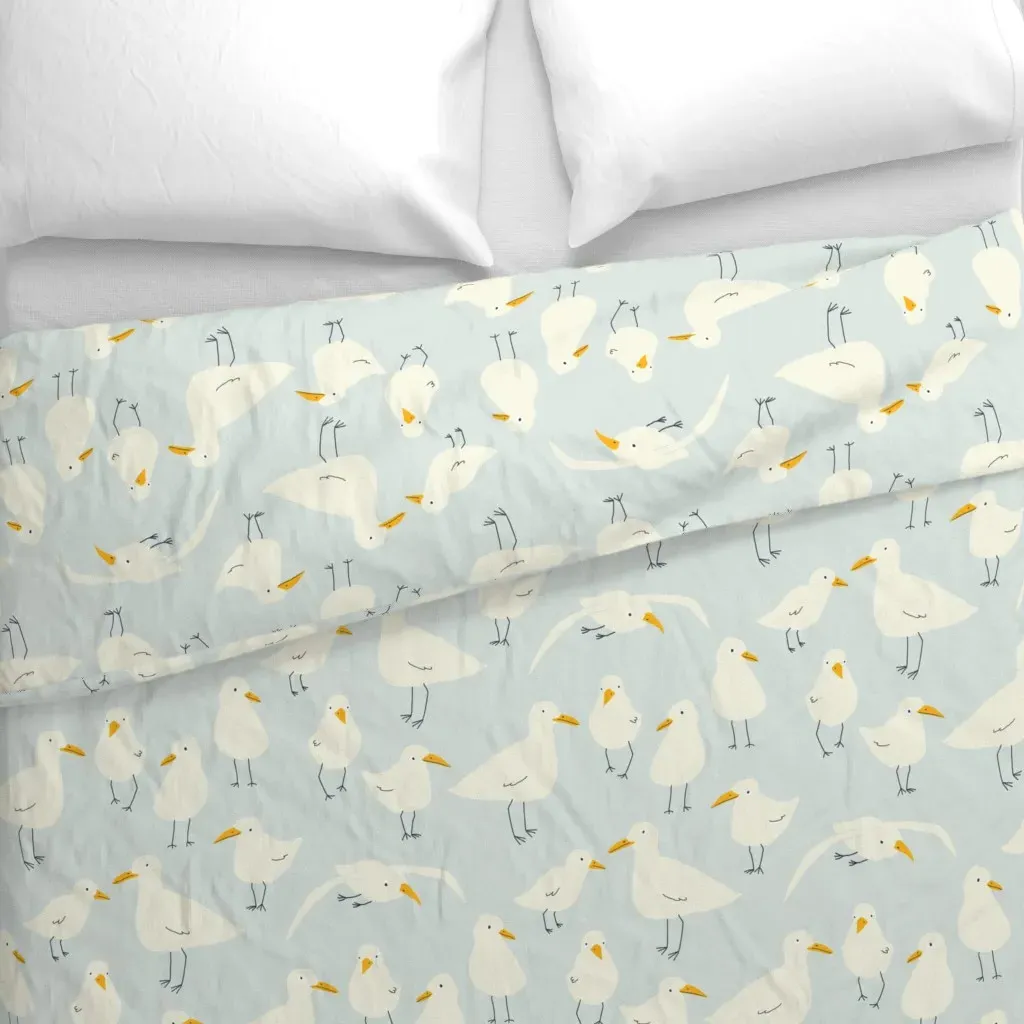 Seagulls By The Coast Duvet Cover - White alternate view