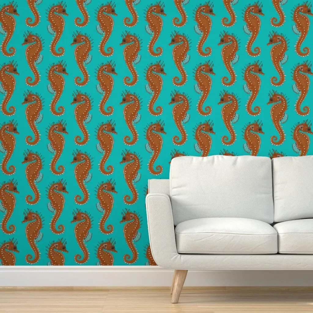 Seahorse Peel and Stick Wallpaper - Turquoise product