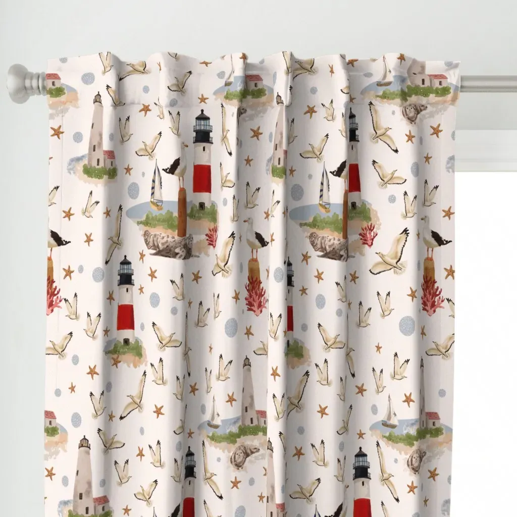Seal And Seagull Curtain Panel - Red alternate view
