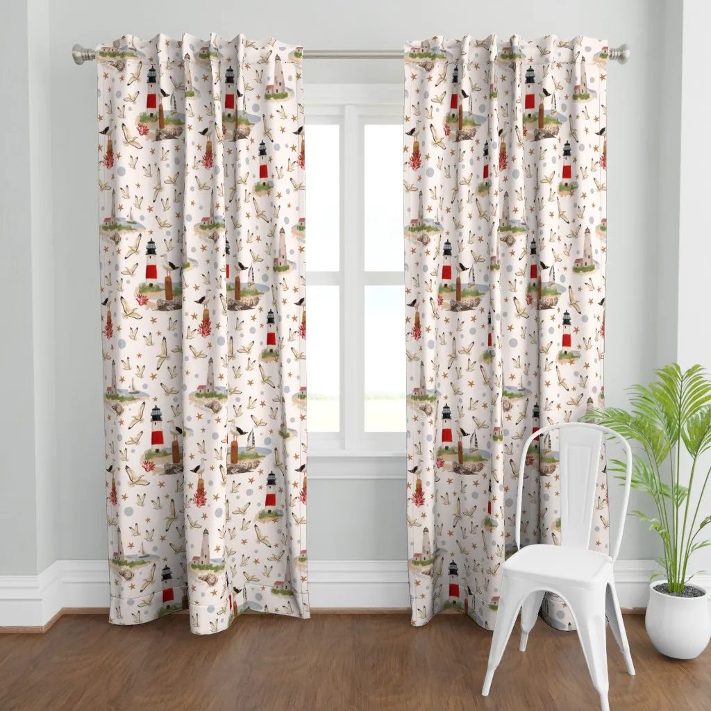Seal And Seagull Curtain Panel - Red product