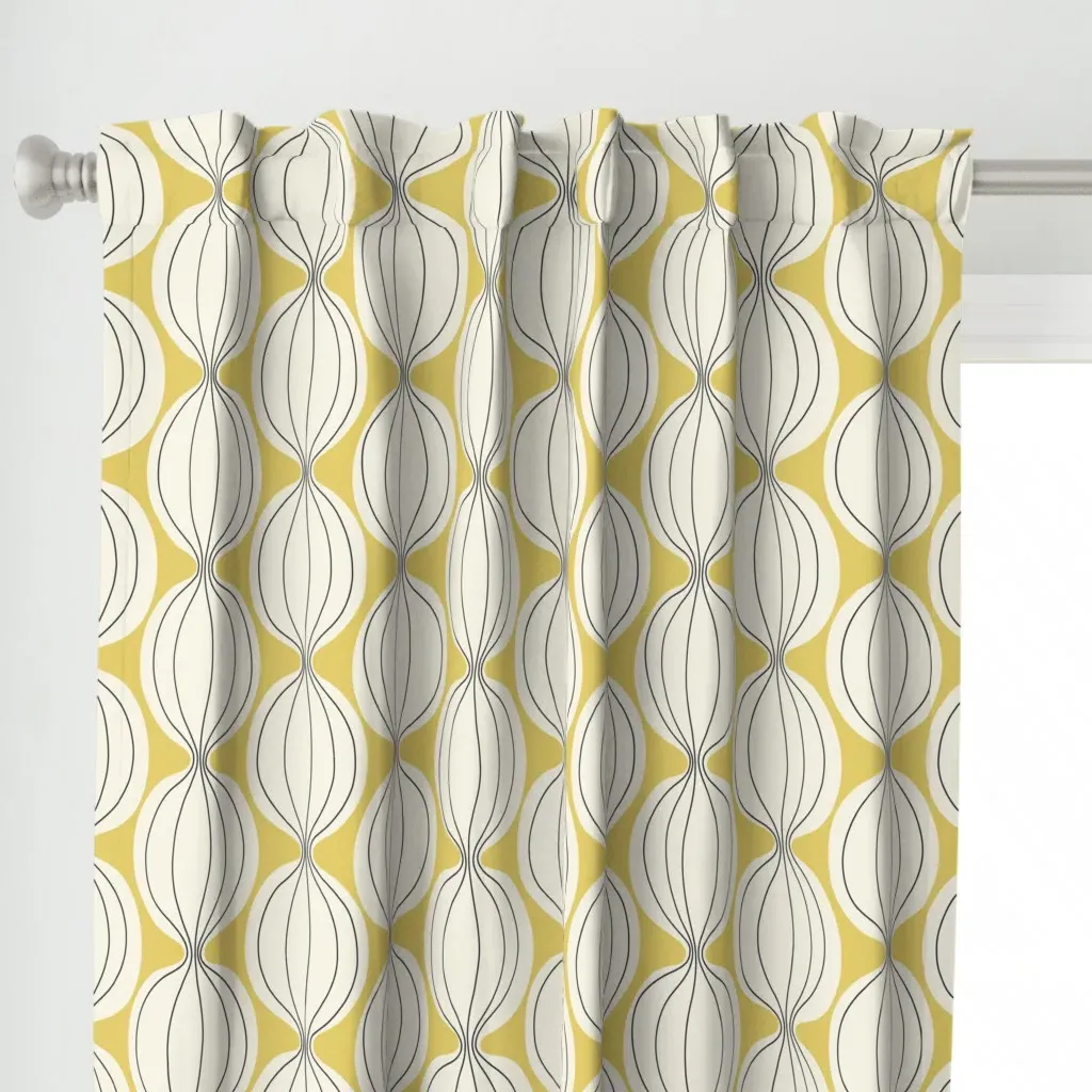 Seamless Modernist Curtain Panel - Mustard Yellow alternate view