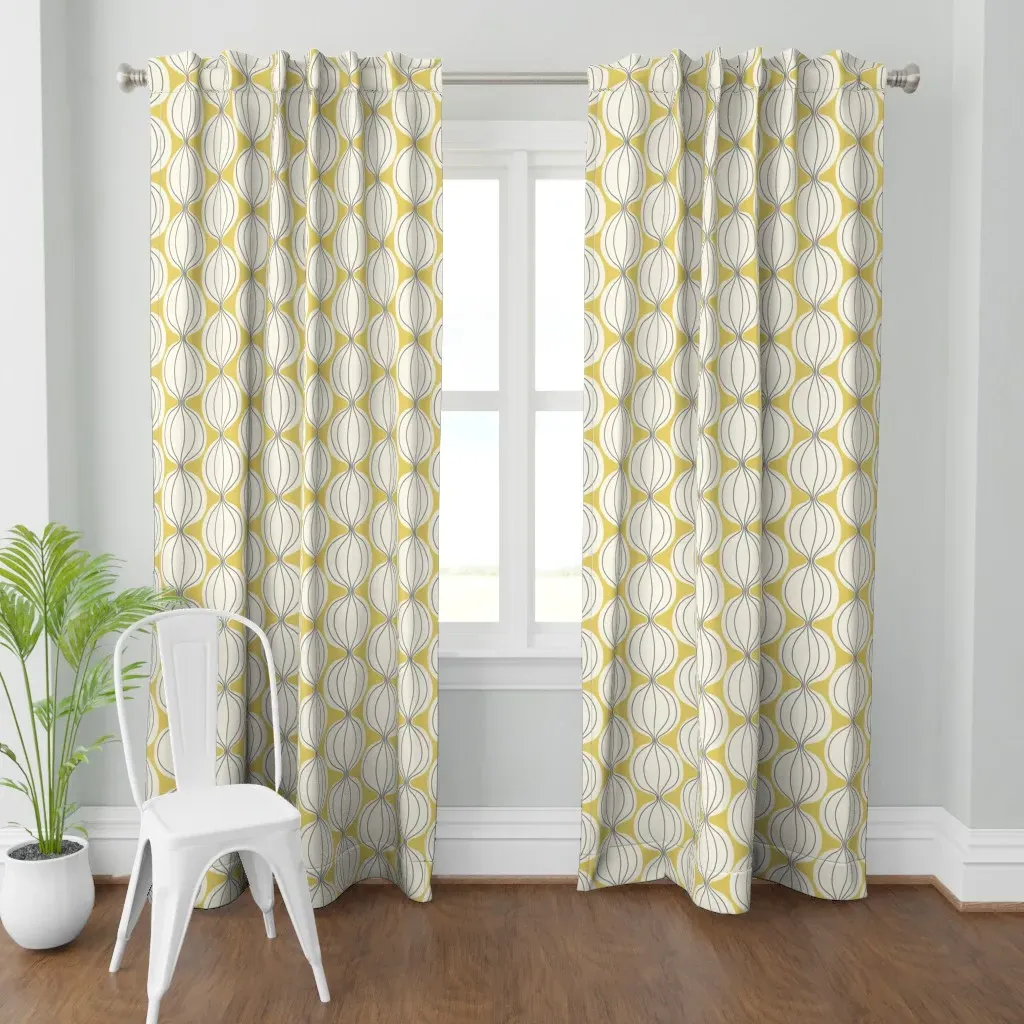 Seamless Modernist Curtain Panel - Mustard Yellow product