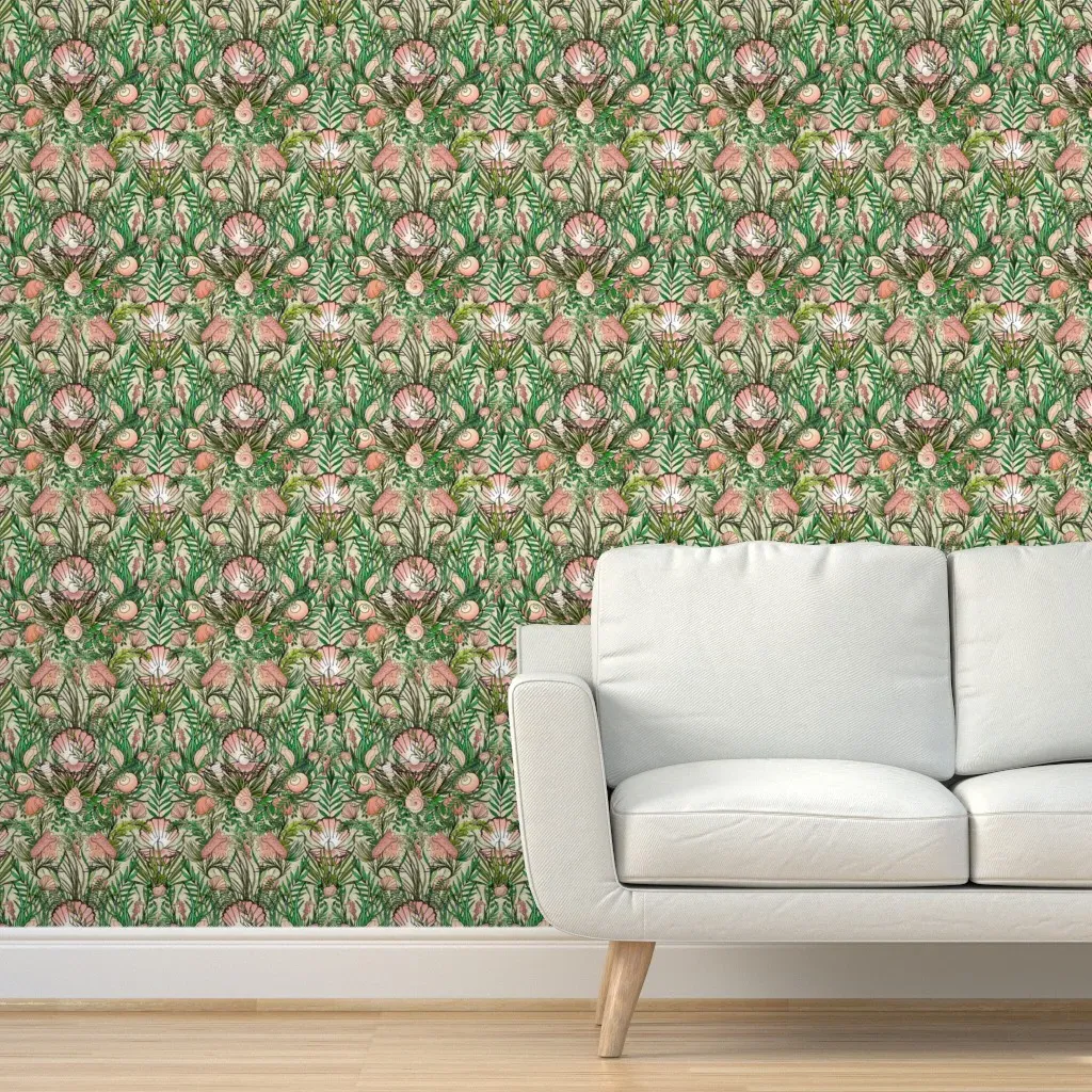 Seashell Garden Peel and Stick Wallpaper - Pink product