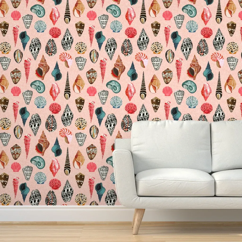 Seashell Peel and Stick Wallpaper - Pink, Linen product