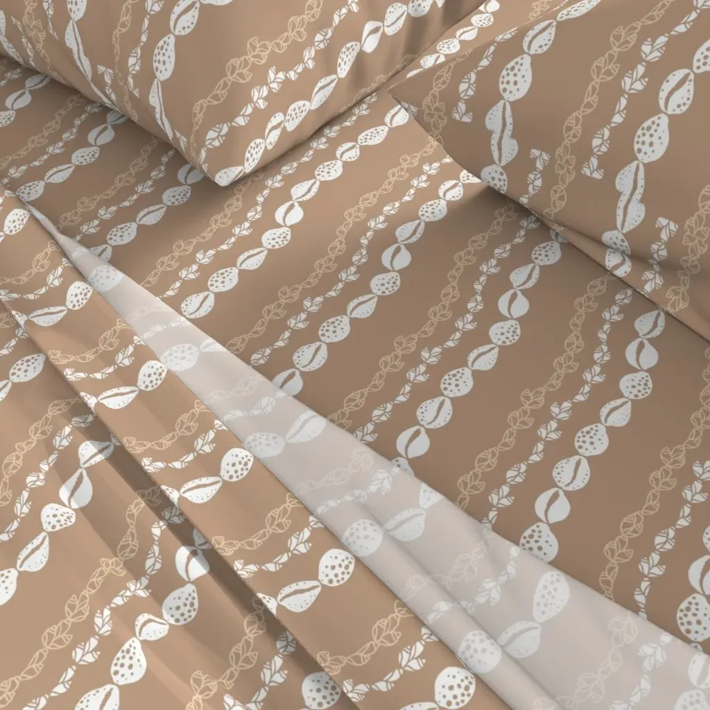 Seashell Strands On Brown Queen Sheet Set - White alternate view