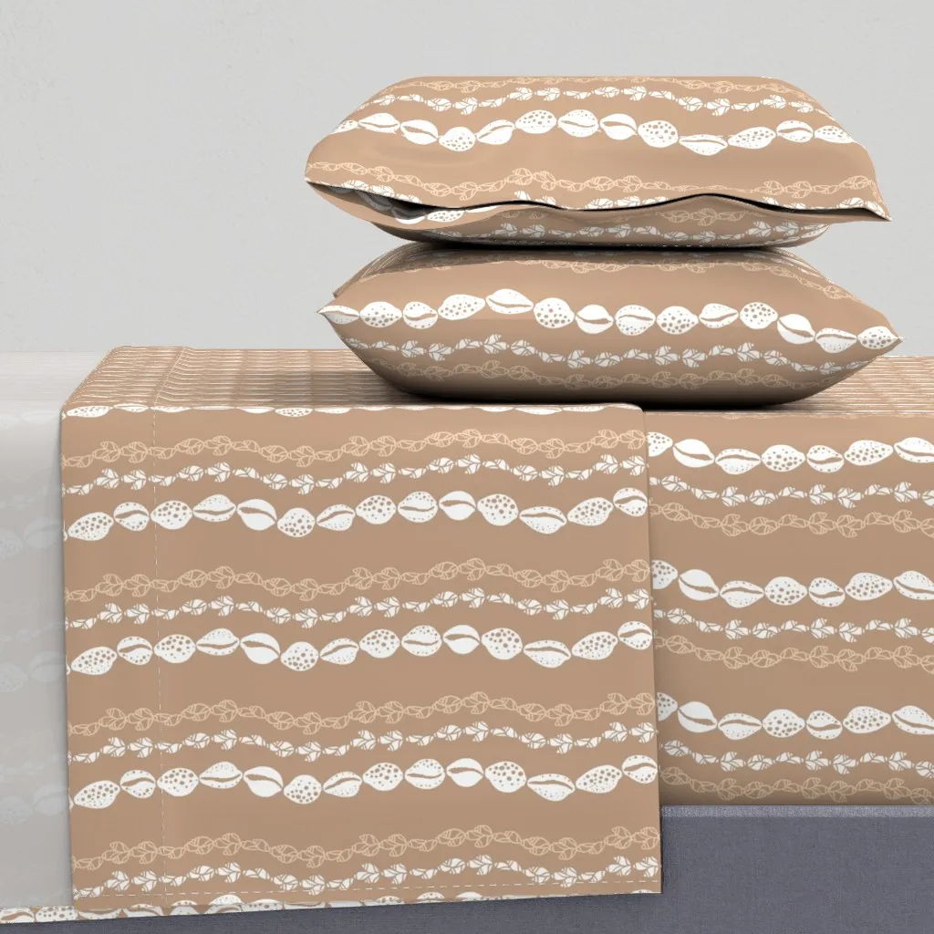 Seashell Strands On Brown Queen Sheet Set - White product