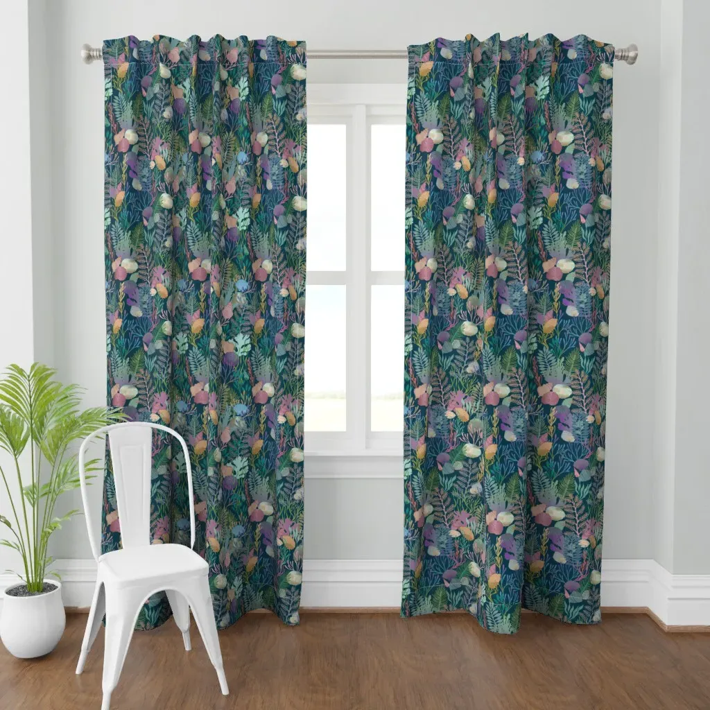 Seashells And Sea Dreams Curtain Panel - Teal product