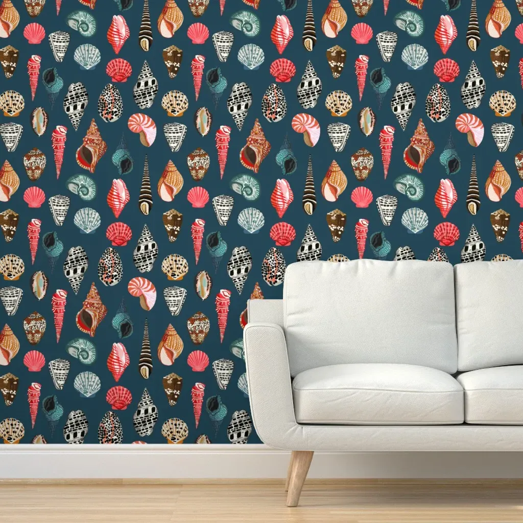 Seashells Peel and Stick Wallpaper - Navy, Blue product