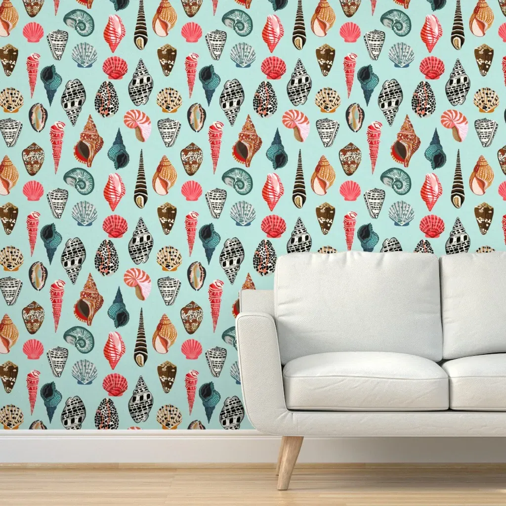 Seashells Peel and Stick Wallpaper - Teal product