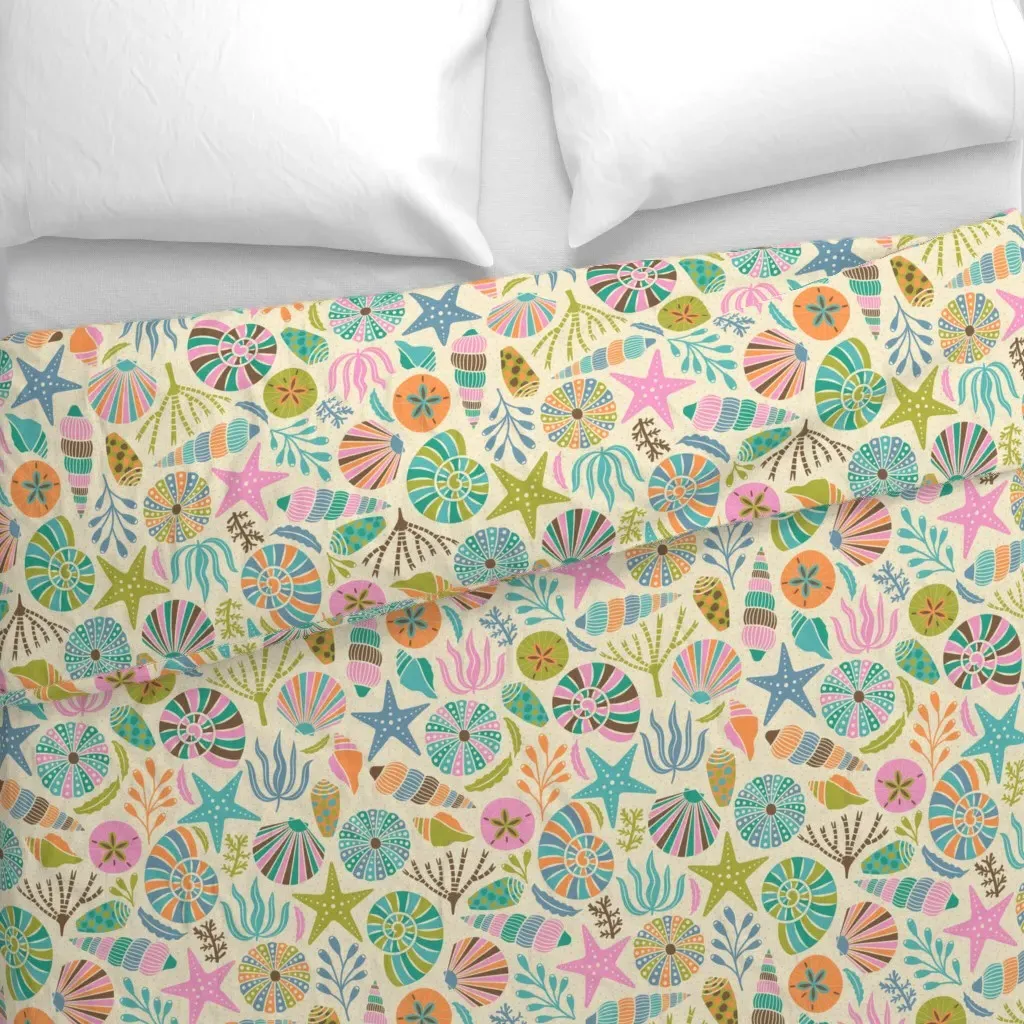 Seashells Retro Colors Duvet Cover - Teal alternate view