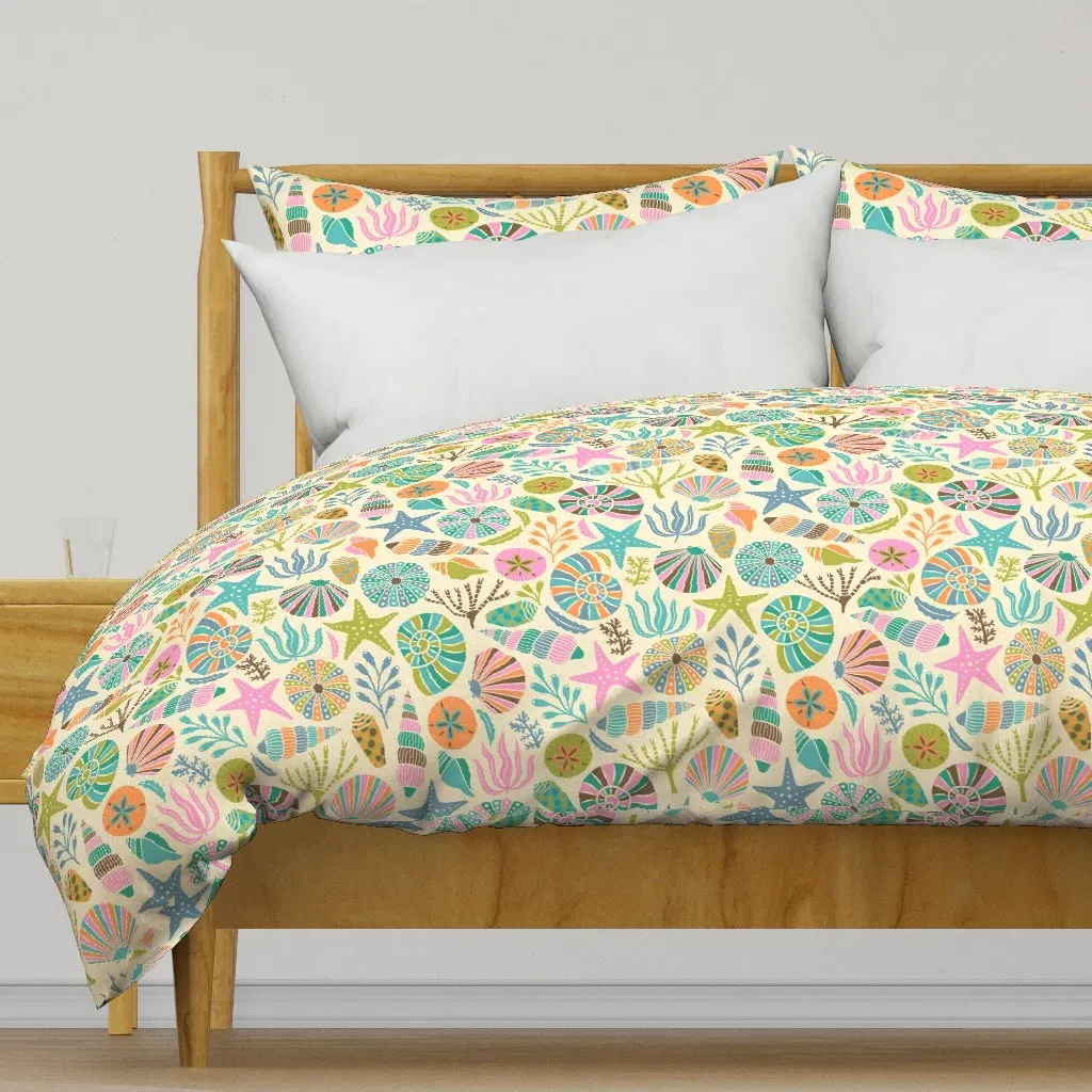 Seashells Retro Colors Duvet Cover - Teal product