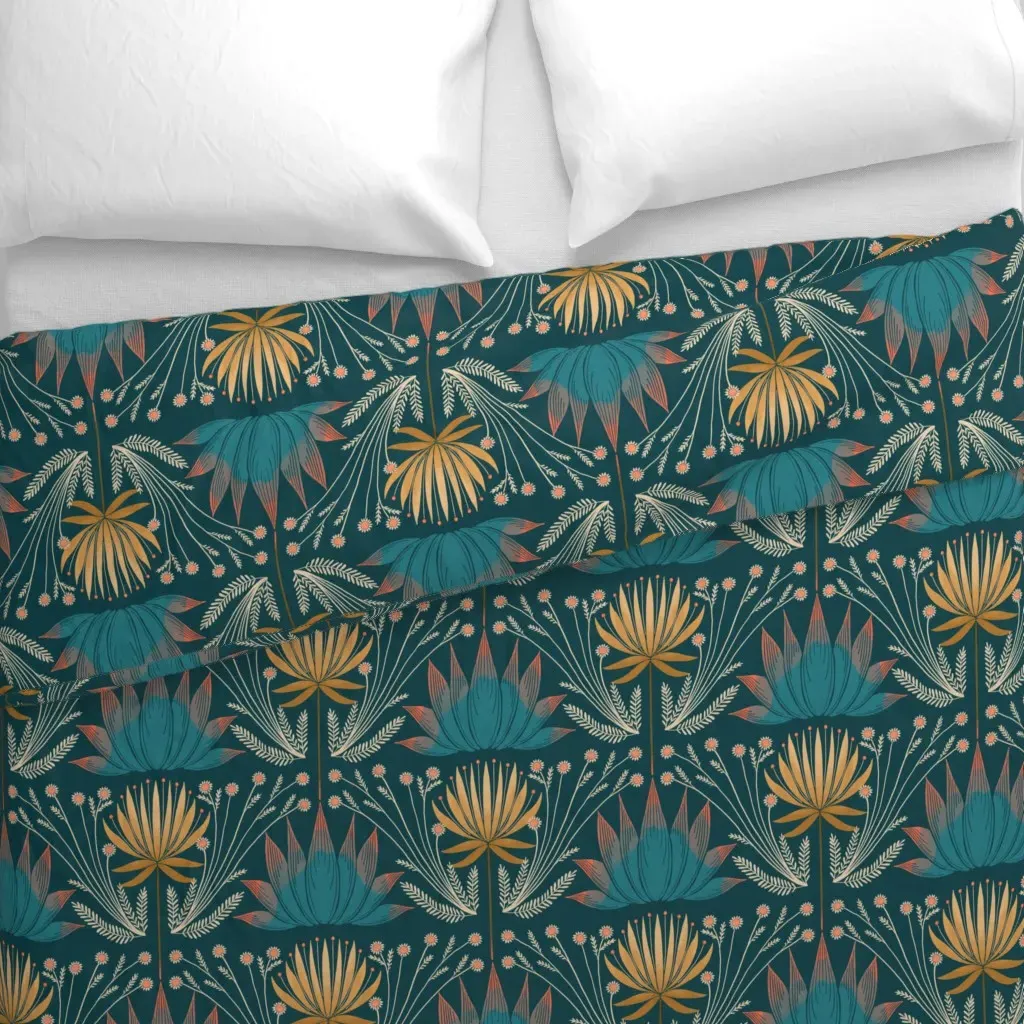 Seaside Ice Plant Duvet Cover - Teal alternate view