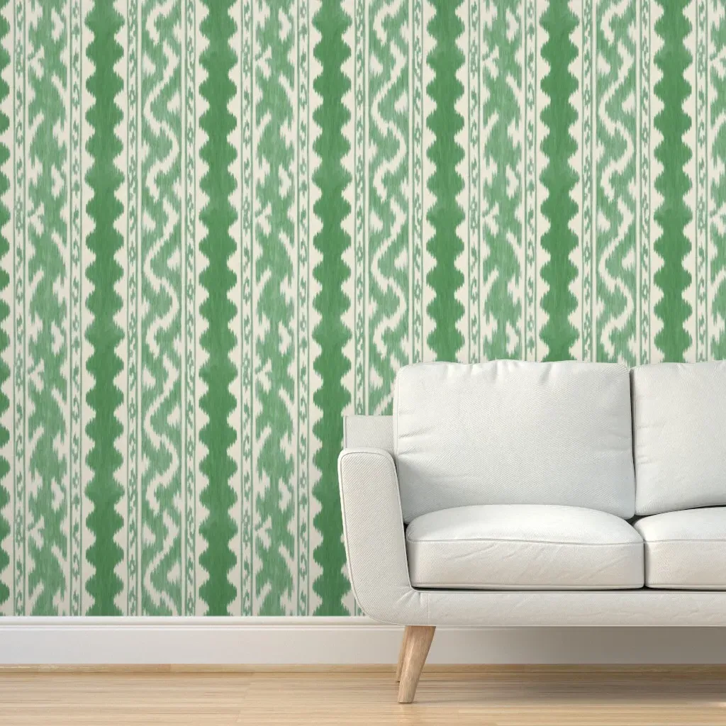 Seaside Ikat Boxwood Peel and Stick Wallpaper - Green product