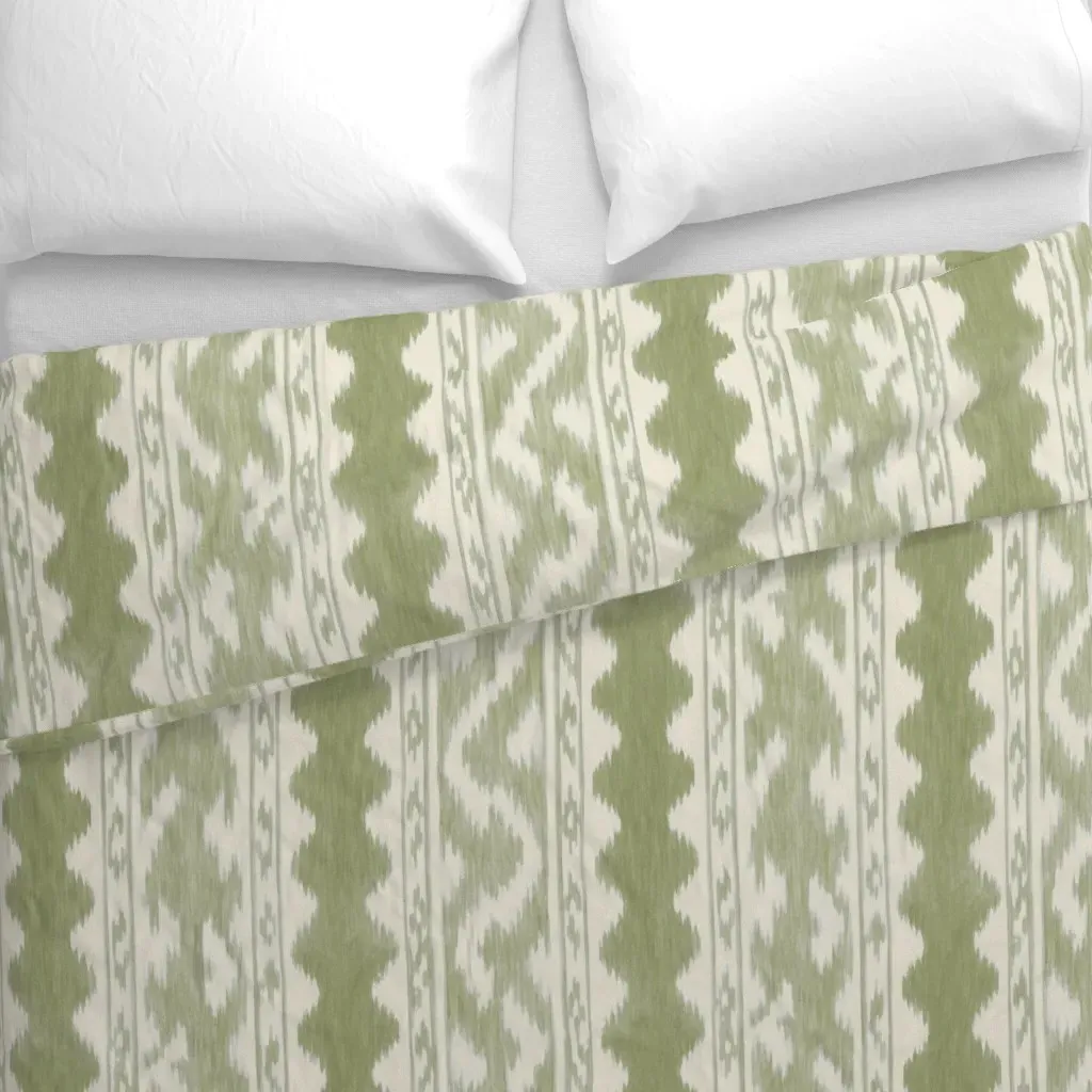 Seaside Ikat Duvet Cover - Sage Green alternate view