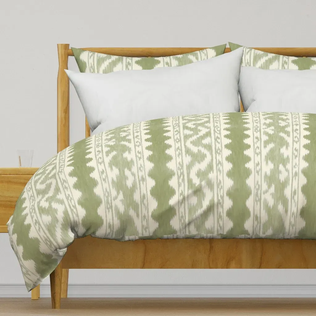 Seaside Ikat Duvet Cover - Sage Green product