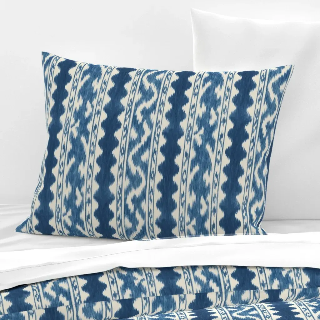 Seaside Ikat Peggy Standard Pillow Sham - Blue, Cotton Sateen product