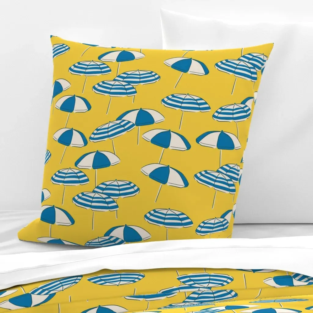 Seaside Summer Beach Umbrellas Euro Pillow Sham - Yellow product