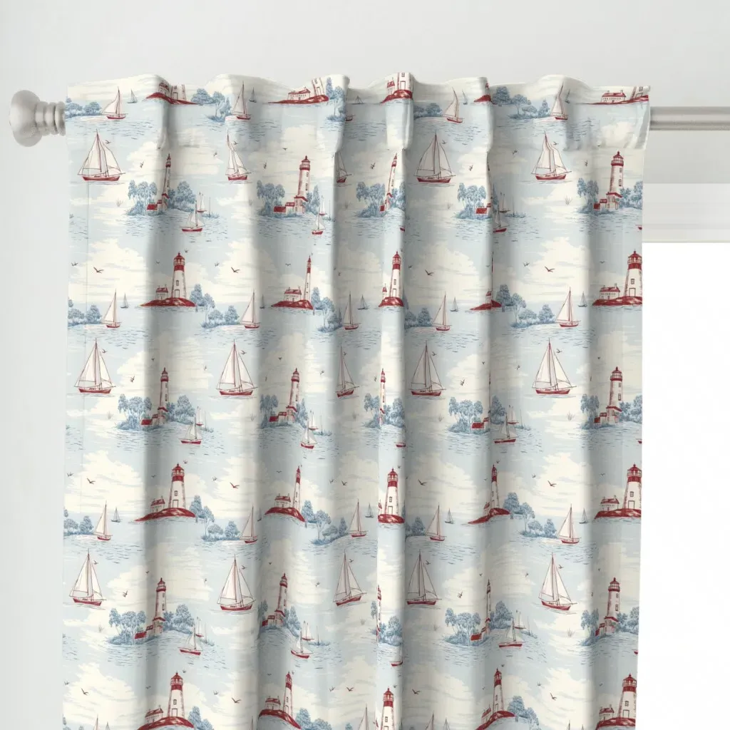 Seaside Toile Curtain Panel - Light Blue alternate view