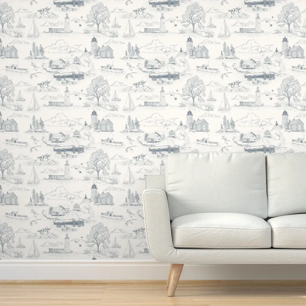 Seaside Toile Peel and Stick Wallpaper - Gray product