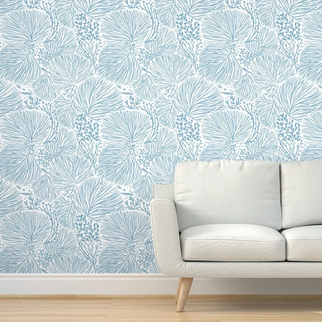 Seaweed Peel and Stick Wallpaper - Blue, White product