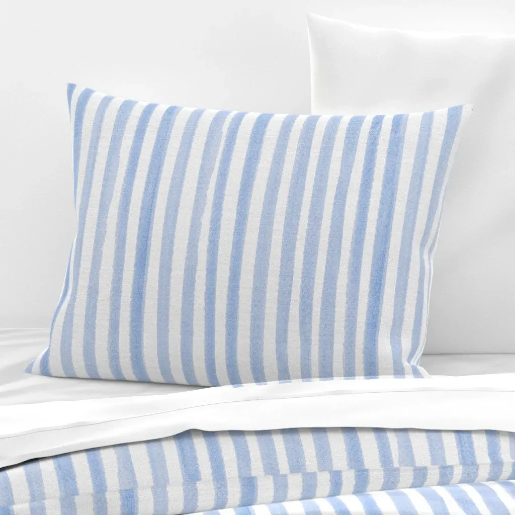 Seba Watercolour Blue Stripes Standard Knife Edge Cushion - Light Blue, Cotton Sateen product
