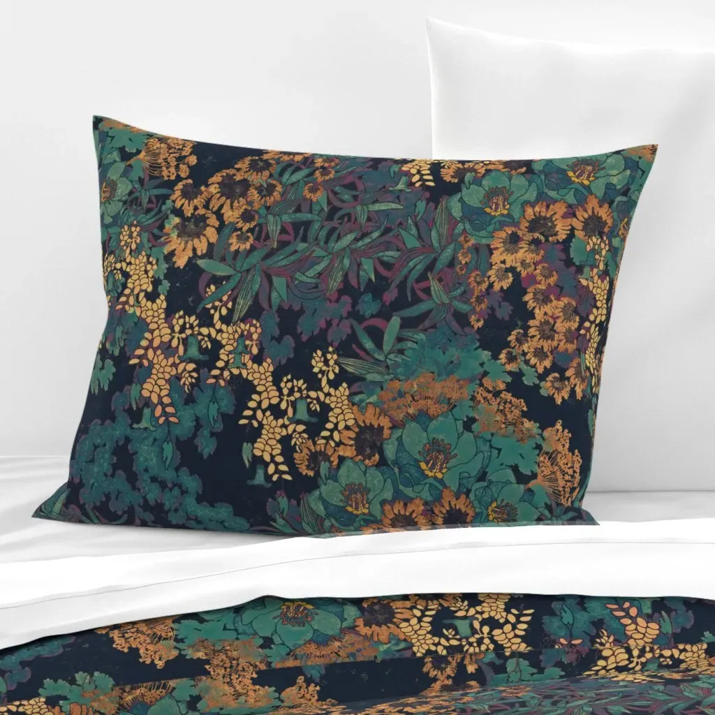 Secret Garden Fairytale Standard Knife Edge Pillow - Teal, Cotton product