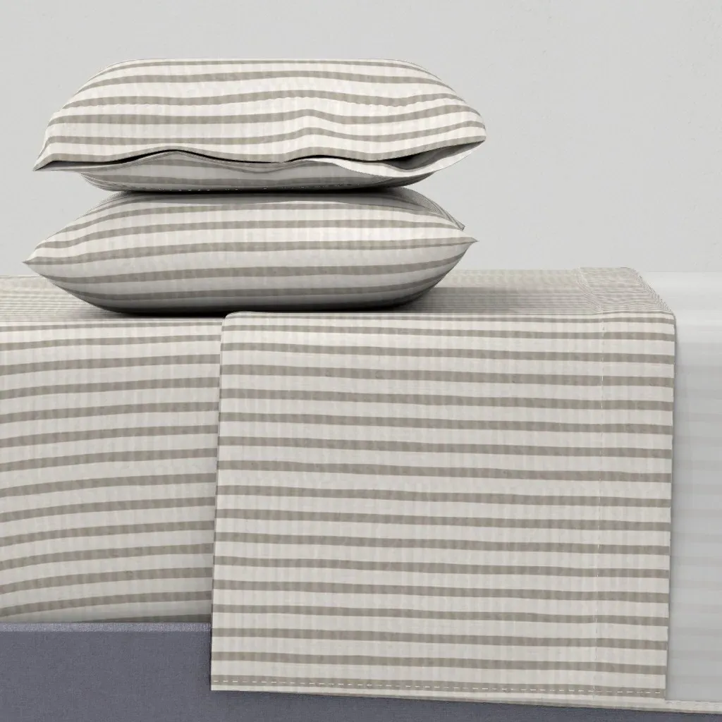 Seersucker Textured Stripes Full Sheet Set - Taupe product
