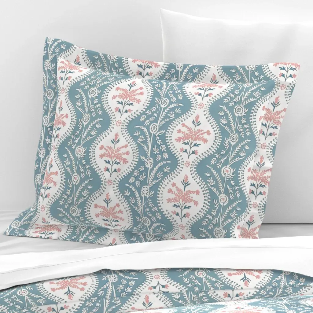 Seine Serpentine Standard Flanged Cushion Cover - Dusty Blue, Cotton Sateen product