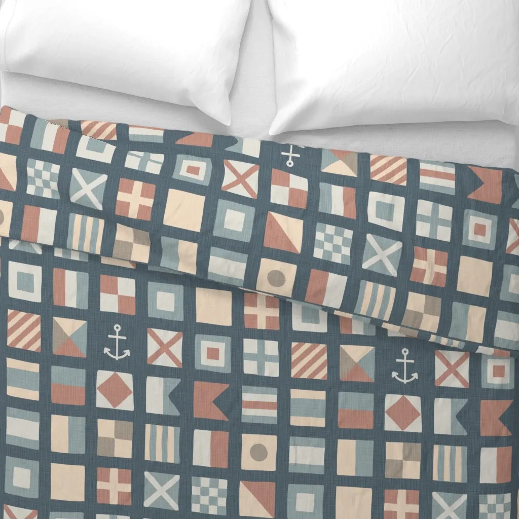 Semaphore Nautical Sailor Duvet Cover - Peach alternate view