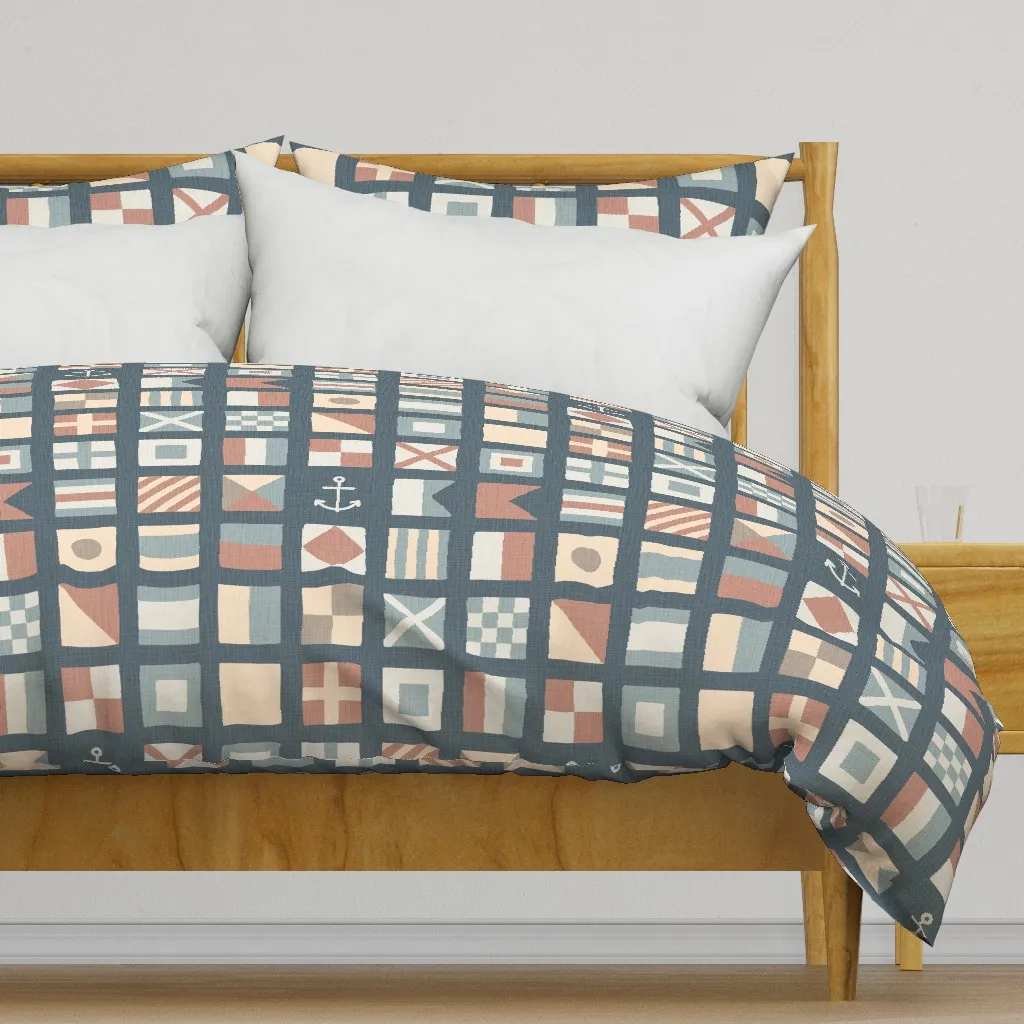 Semaphore Nautical Sailor Duvet Cover - Peach product
