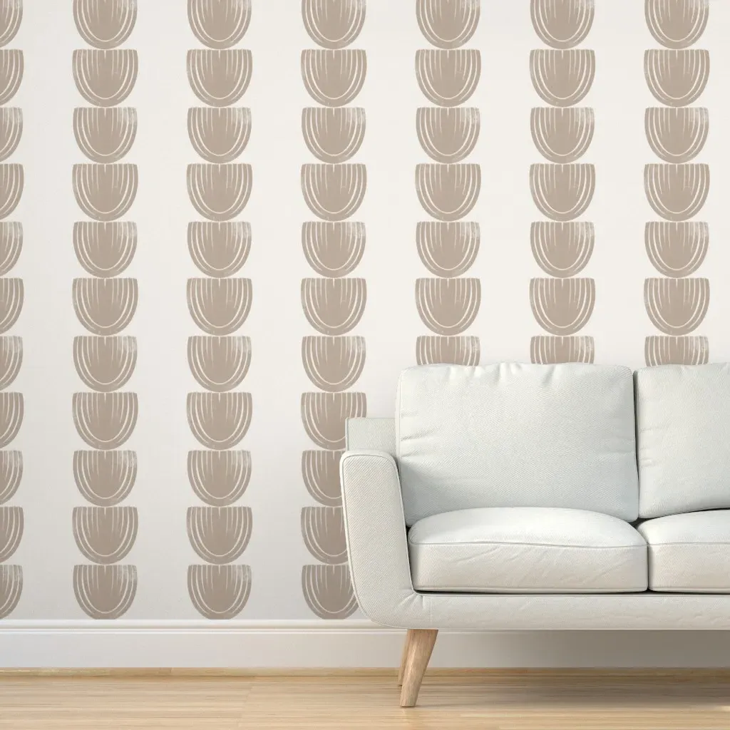 Semi Circle Wabi Sabi Japandi Peel and Stick Wallpaper - Taupe product