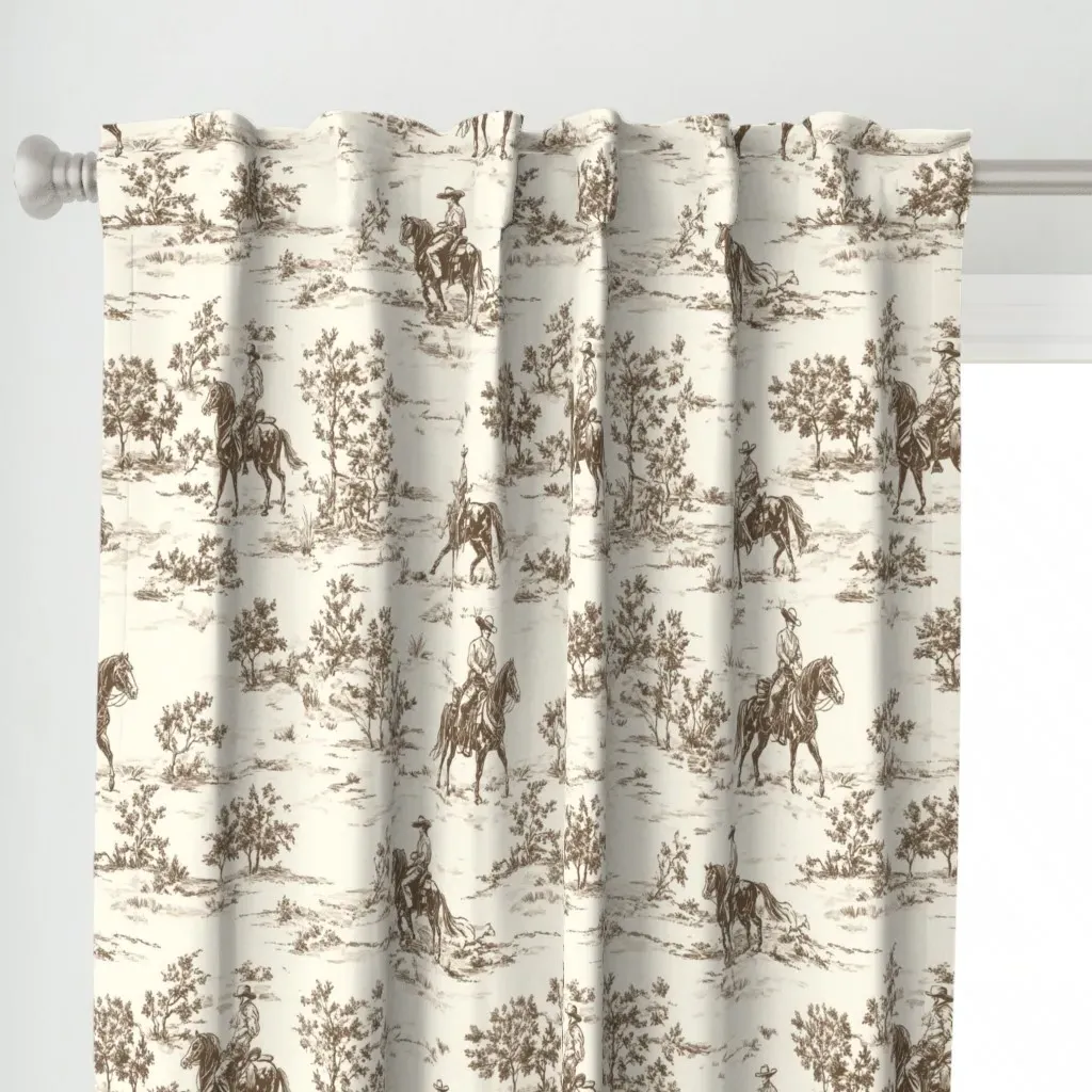 Sepia Western Cowboy Curtain Panel - Brown alternate view