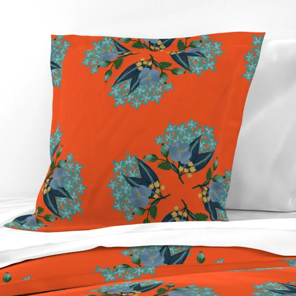 September Florals Euro Pillow Sham - Teal product