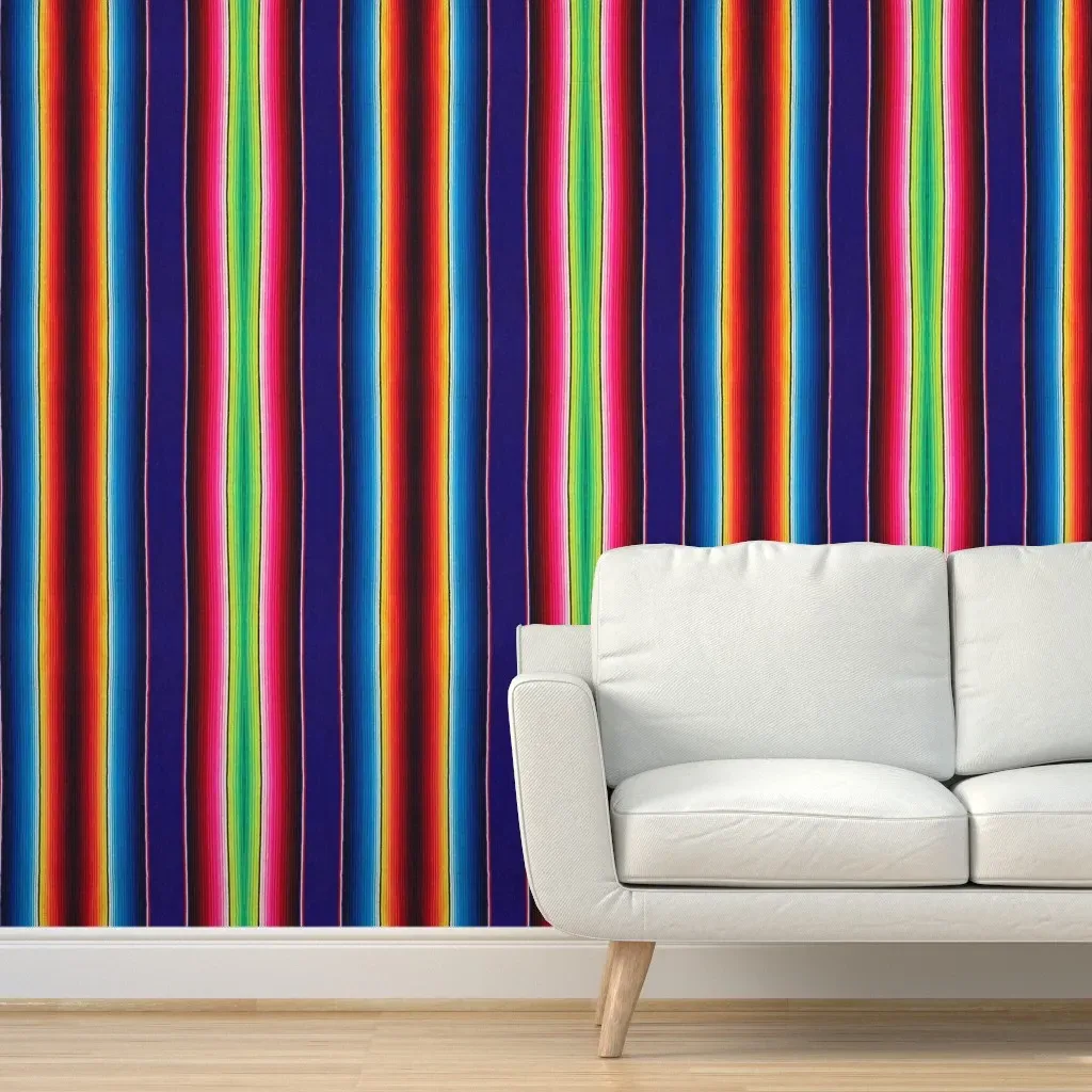 Serape Of Mexico Peel and Stick Wallpaper - Dark Blue product
