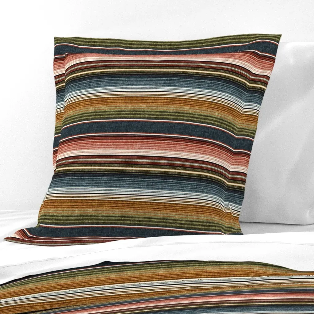Serape Southwest Stripes Euro Pillow Sham - Dark Teal product