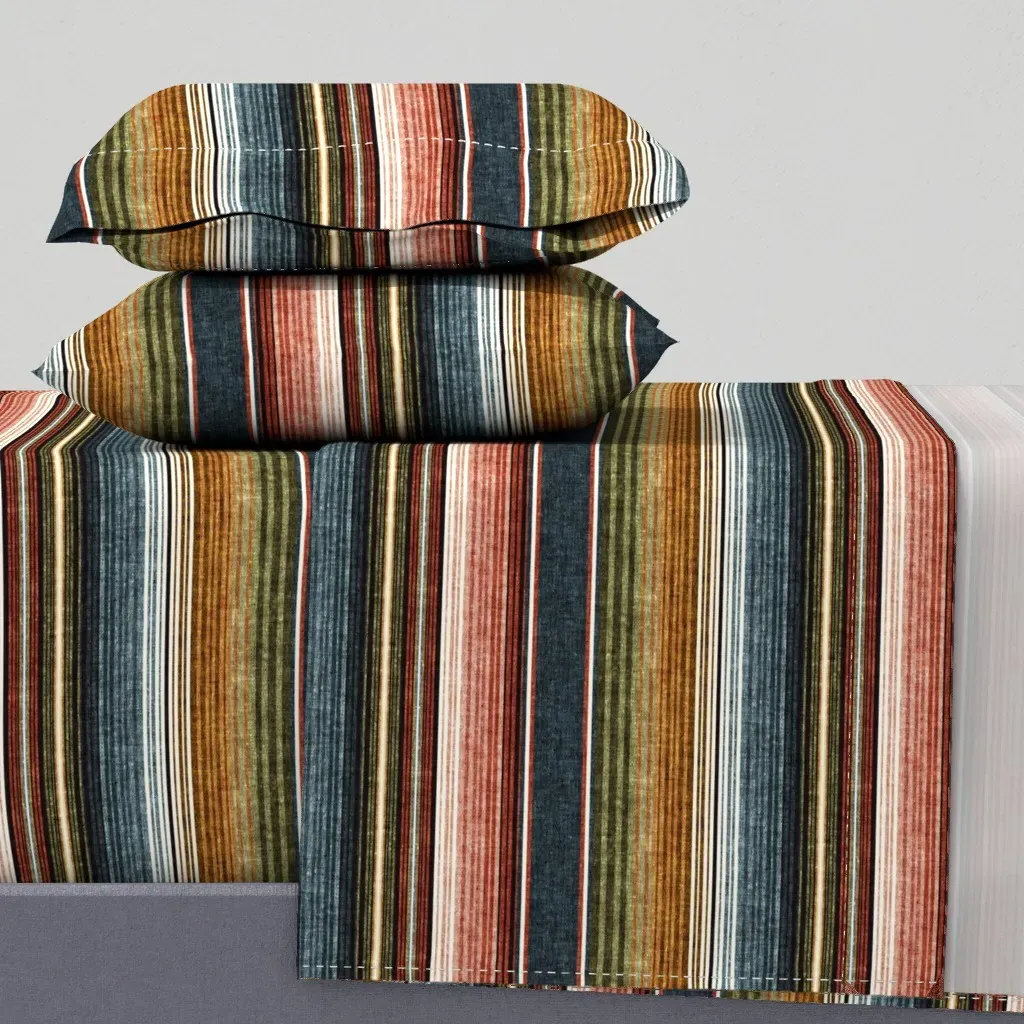Serape Southwest Stripes Full Sheet Set - Dark Teal product
