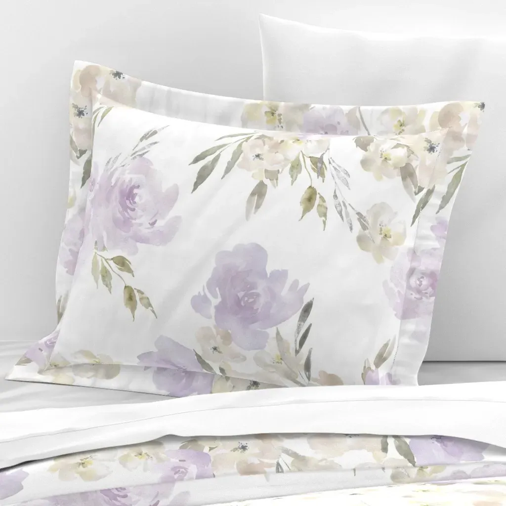 Serena Lavender Standard Flanged Pillowcase - Lavender, Cotton Sateen product