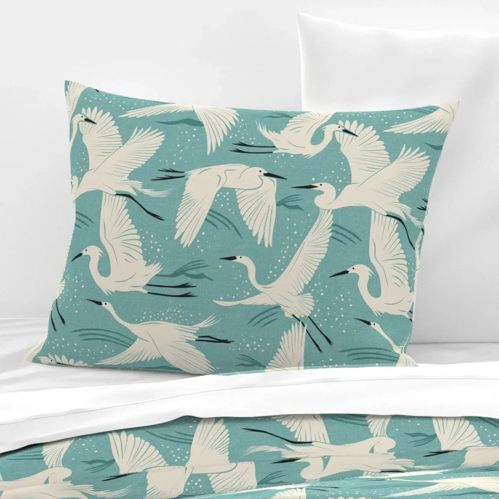 Serene Coastal Herons Standard Cushion Cover - Cream, Cotton Sateen product