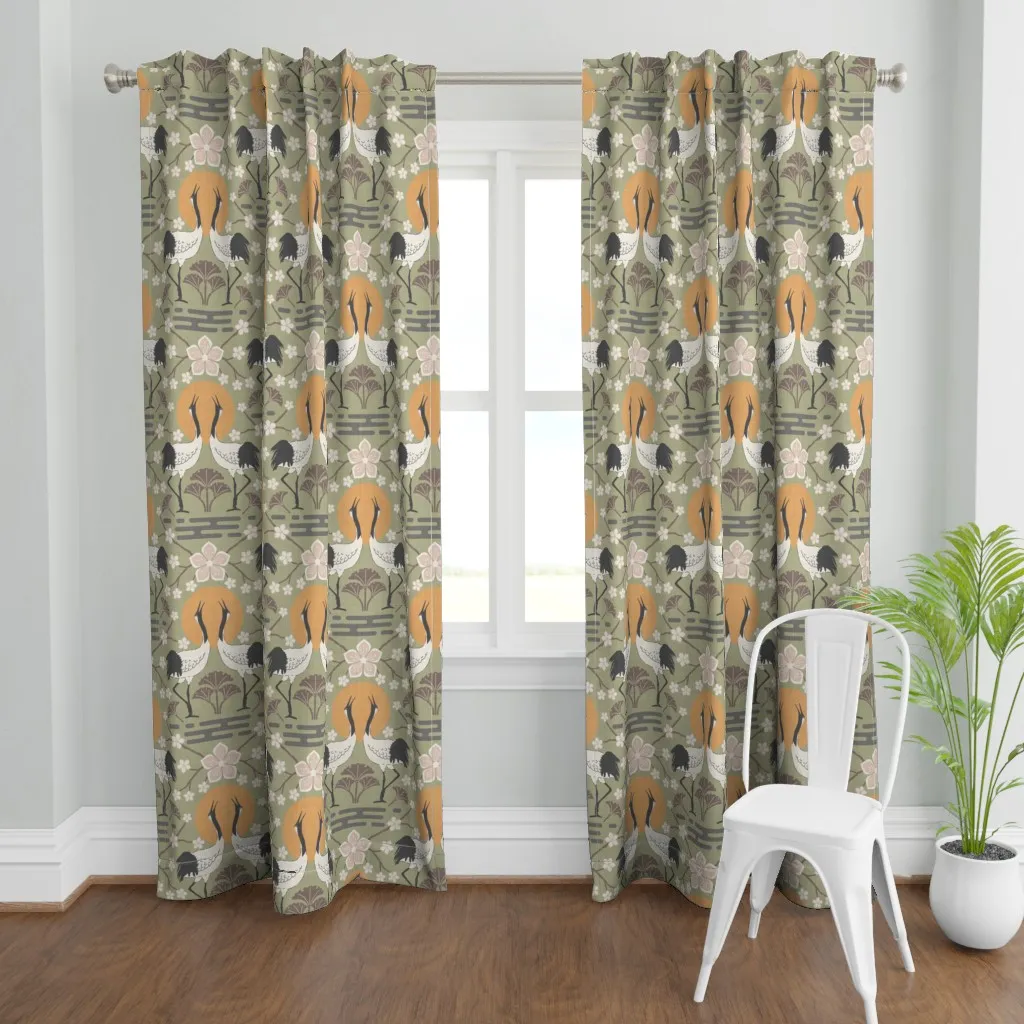 Serene Harmonious Japandi Curtain Panel - Sage Green product