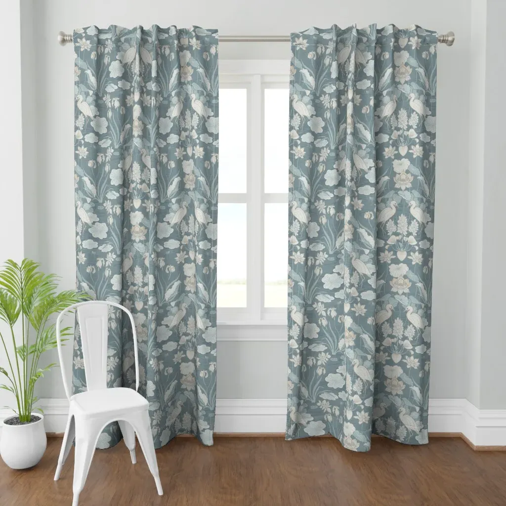 Serene Lotus Pond Custom Curtain Panel - Light Blue product