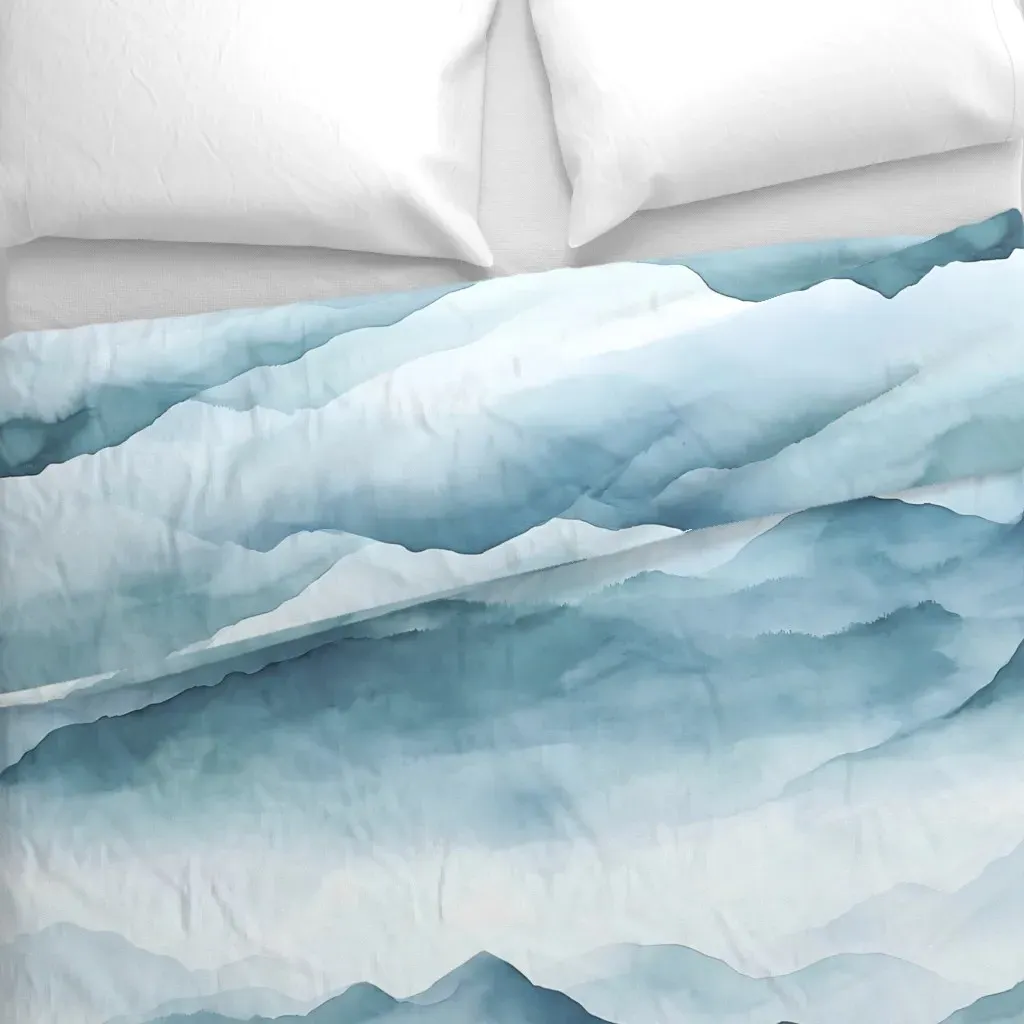 Serene Misty Horizon Duvet Cover - Blue alternate view